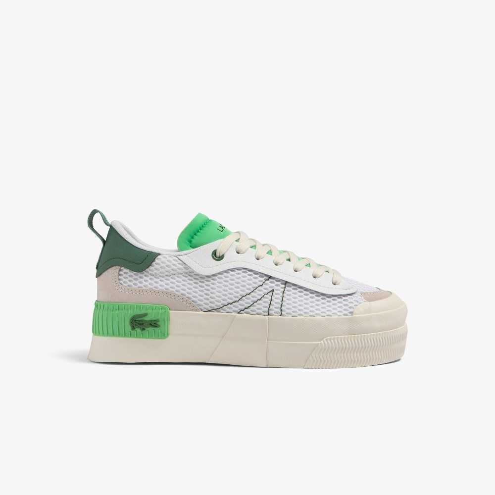 Lacoste L004 Platform Heel Pop Sneakers White/Green | DEFW-36895