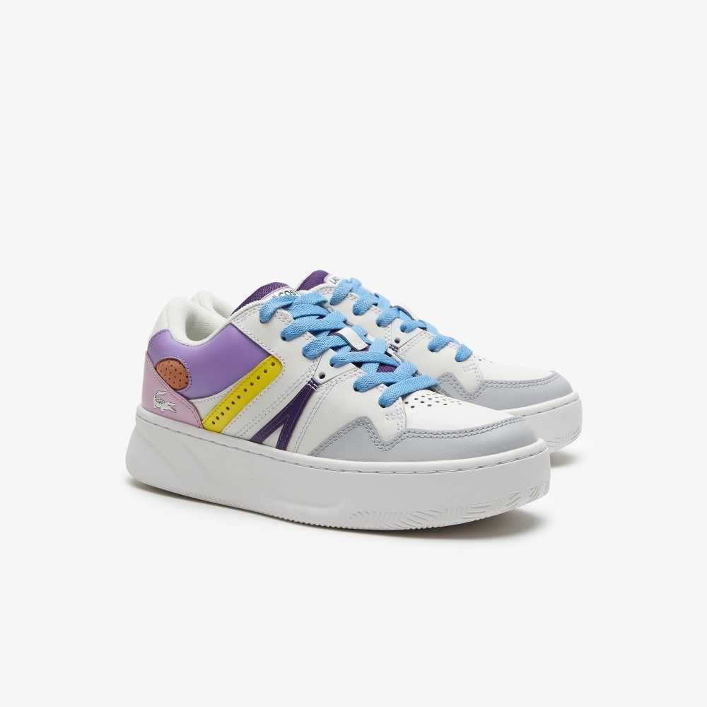 Lacoste L005 Leather Sneakers Wht/Lt Purp | OKYB-13057