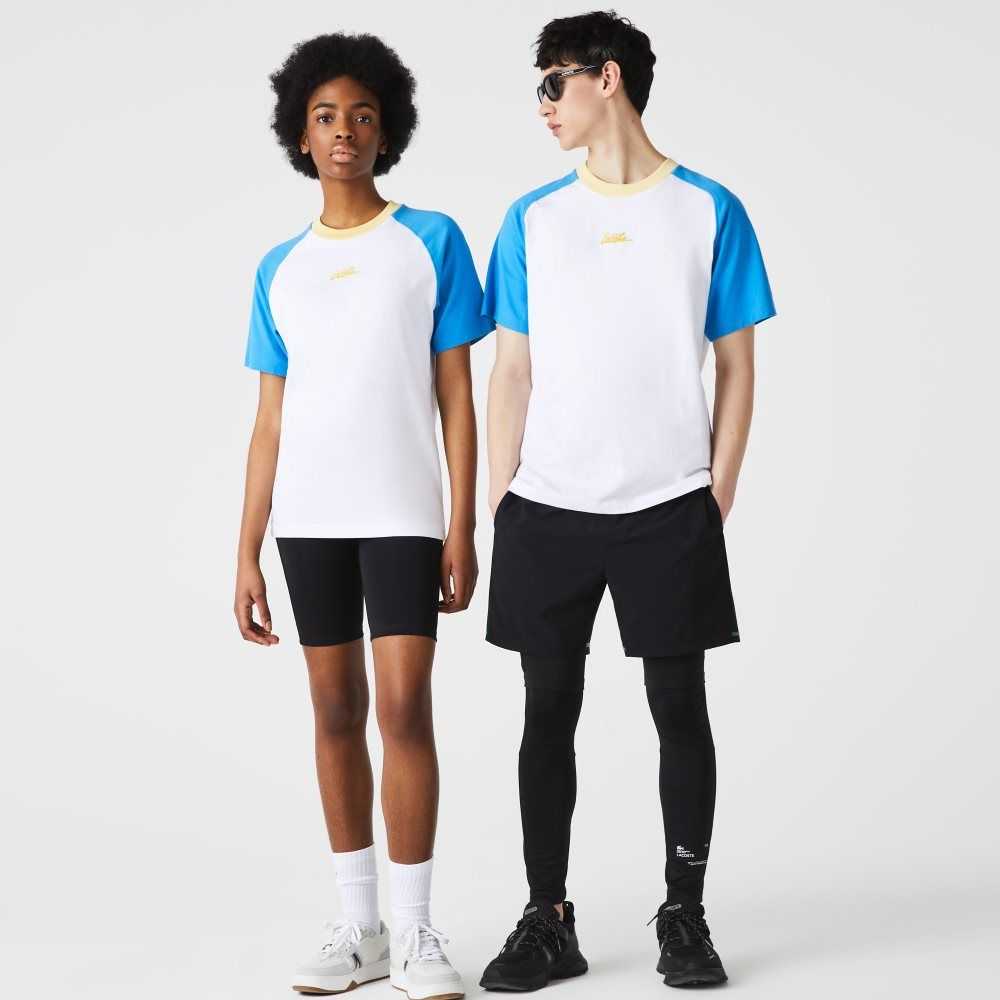 Lacoste LIVE Cotton T-shirt White / Blue / Yellow | MSLO-56287