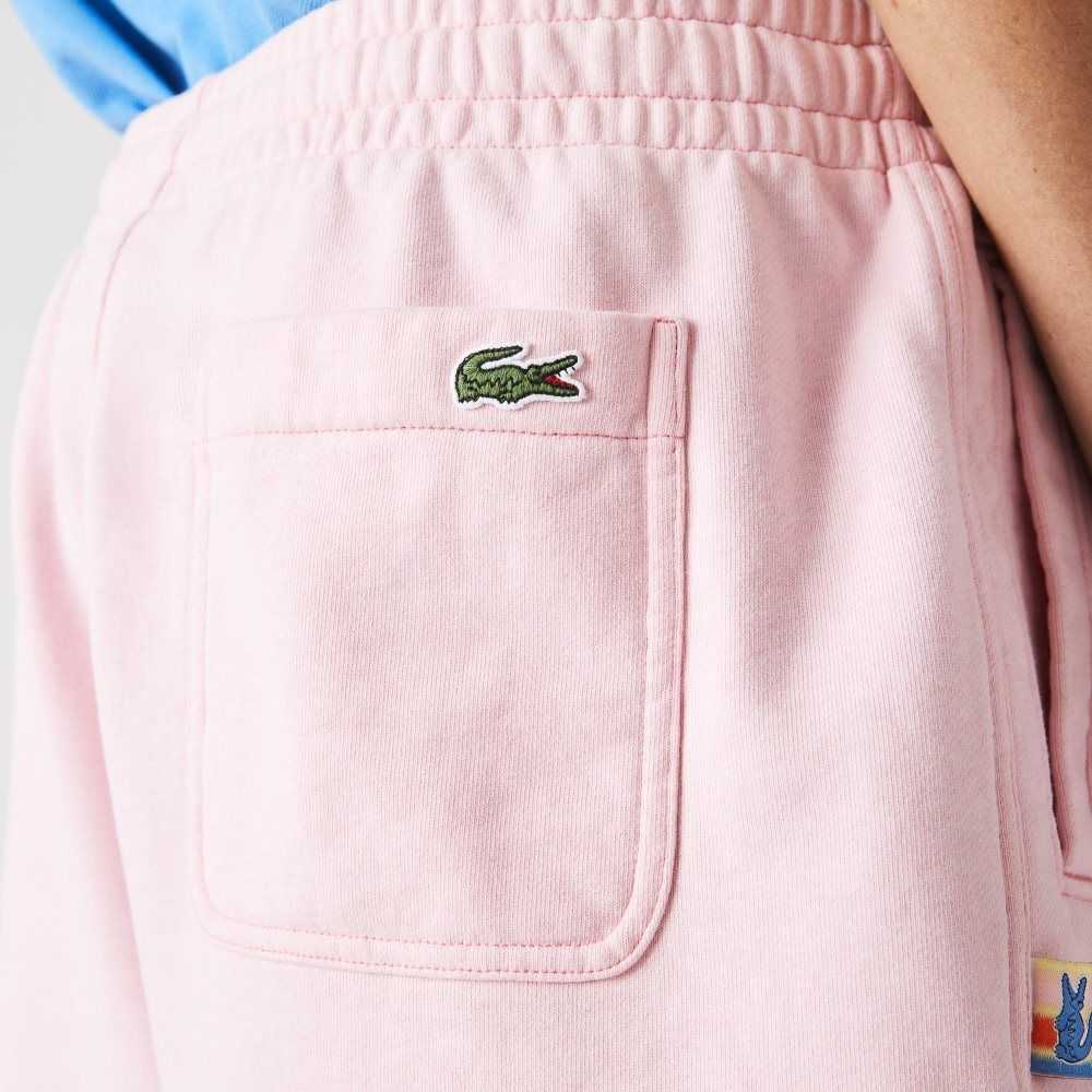 Lacoste LIVE Flecked Cotton Fleece Shorts Pink | RQYT-86524