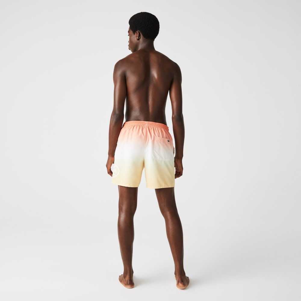 Lacoste LIVE Gradated Print Swimming Trunks Orange / White / Yellow | FKEP-34702