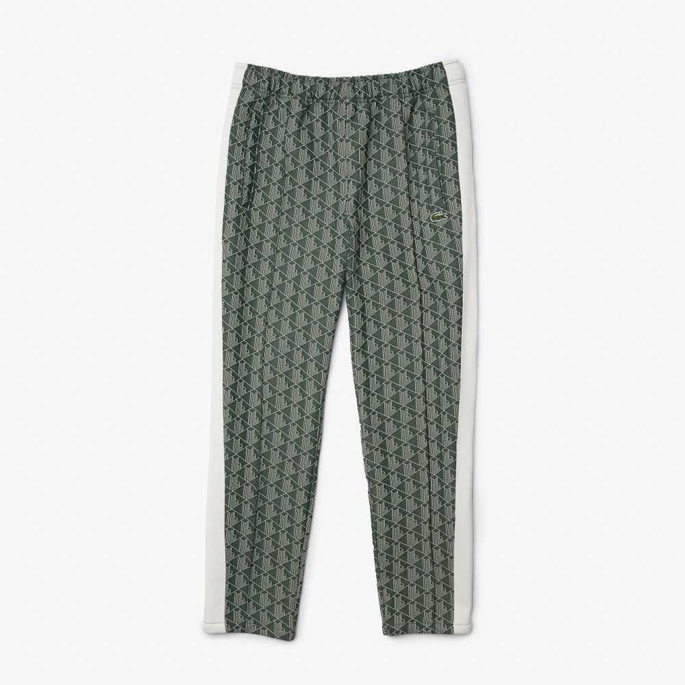 Lacoste LIVE Monogram Jacquard Tracksuit Pants Green / Beige | QFOH-87902