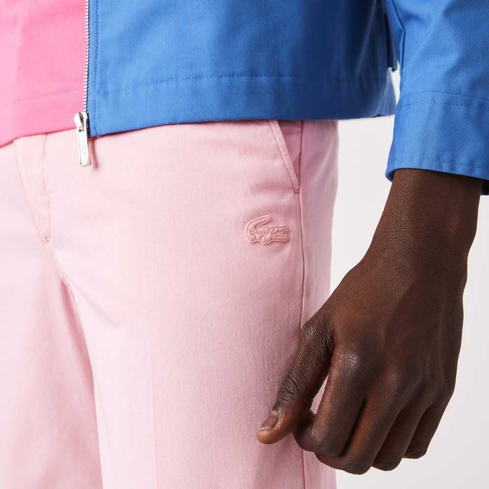 Lacoste LIVE Organic Cotton Straight Chinos Pink | DQFR-73298