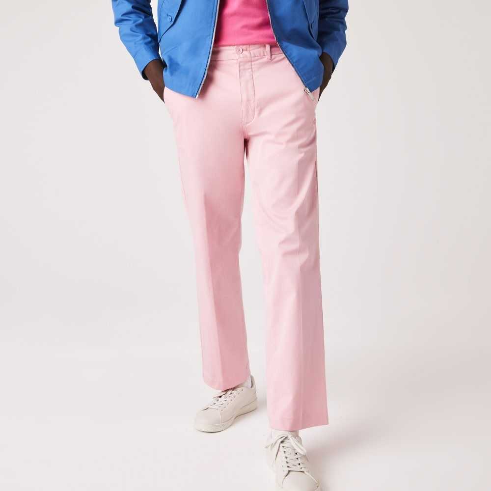 Lacoste LIVE Organic Cotton Straight Chinos Pink | DQFR-73298