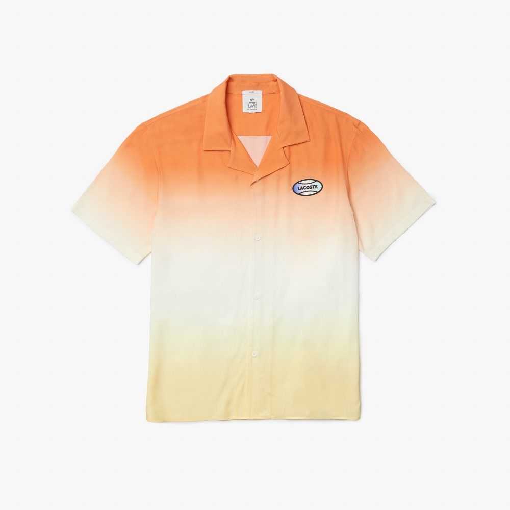 Lacoste LIVE Relaxed Fit Gradated Print Shirt Orange / White / Yellow | OVDY-70648