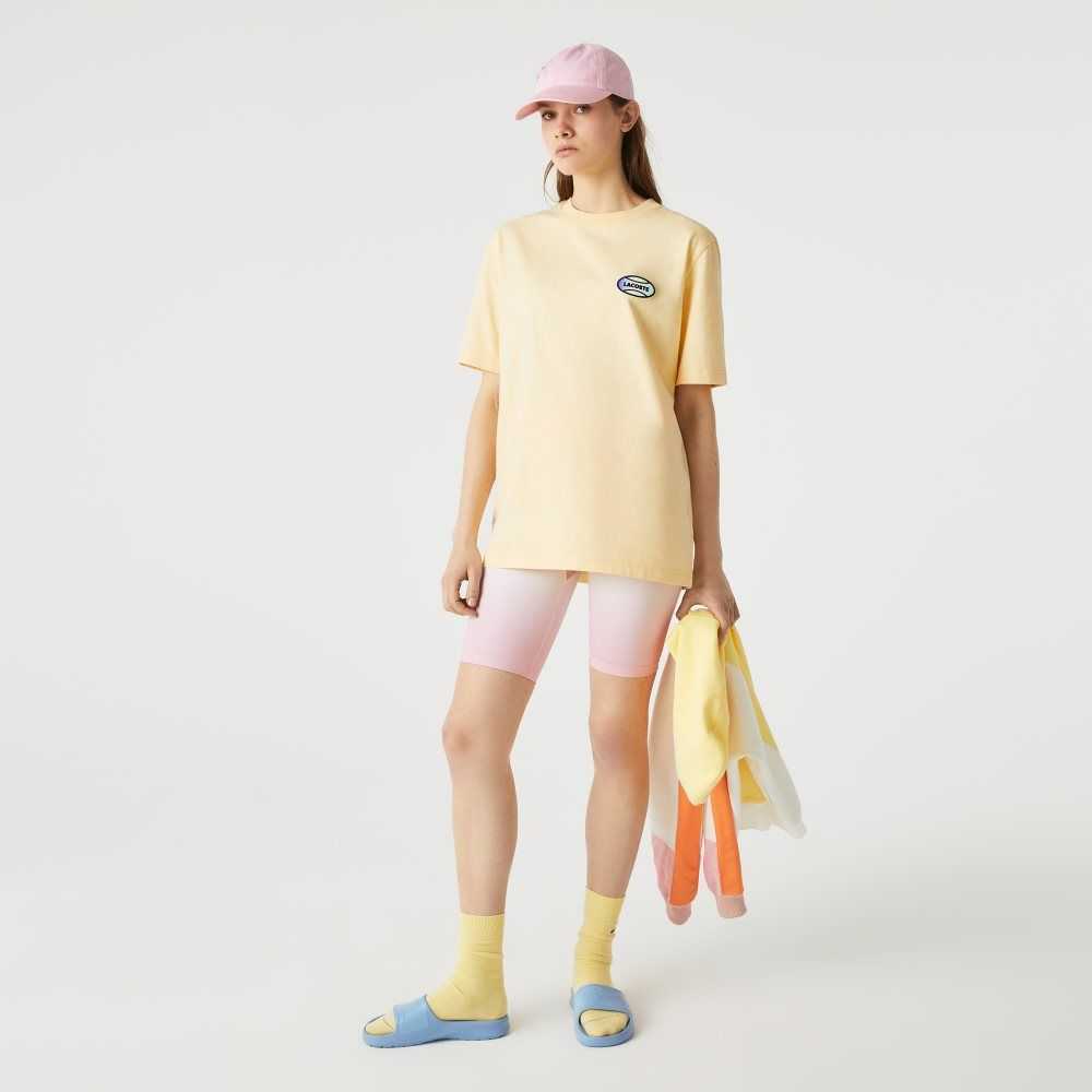 Lacoste LIVE Summer Pack Loose Fit Flecked Cotton T-Shirt Yellow | ZUDK-47865