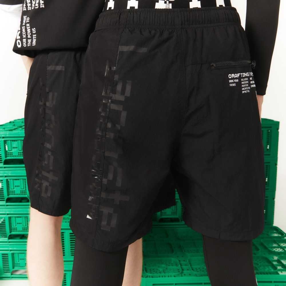 Lacoste LIVE x Minecraft Nylon Bermuda Shorts Black | YLBP-25319