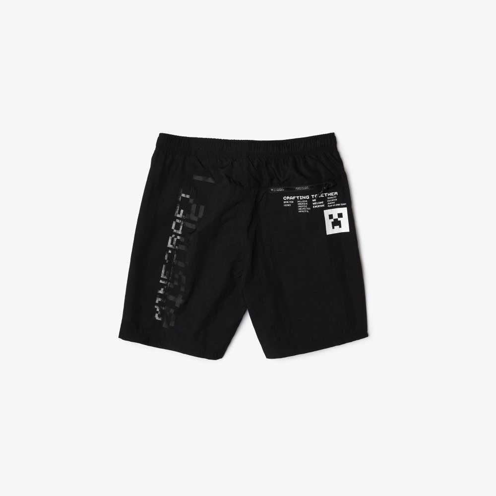 Lacoste LIVE x Minecraft Nylon Bermuda Shorts Black | YLBP-25319