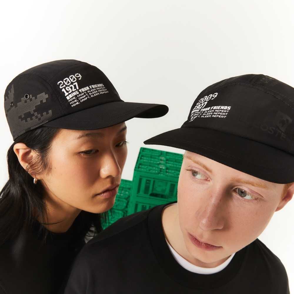 Lacoste LIVE x Minecraft Print Nylon Cap Black | MULS-08615