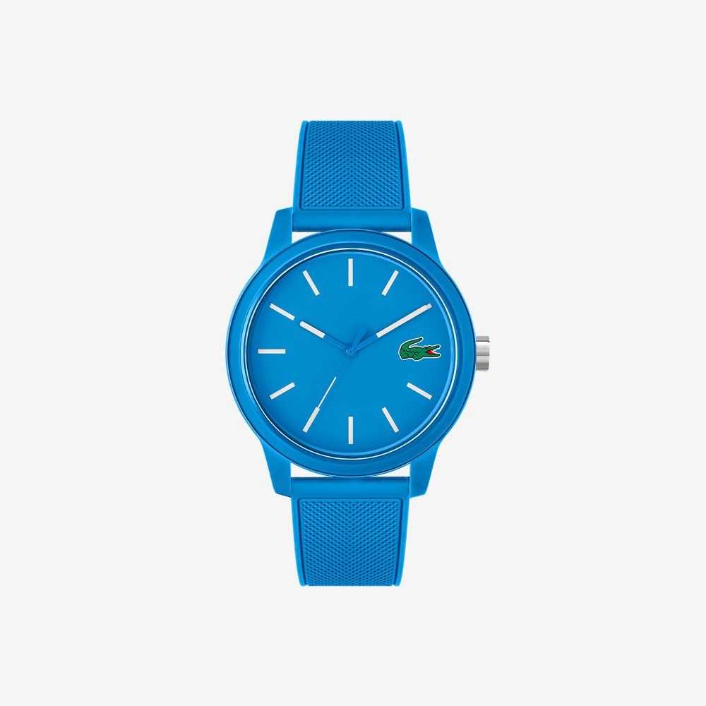 Lacoste L.12.12 3 Hands Blue Silicone Watch Black | HSIL-04697