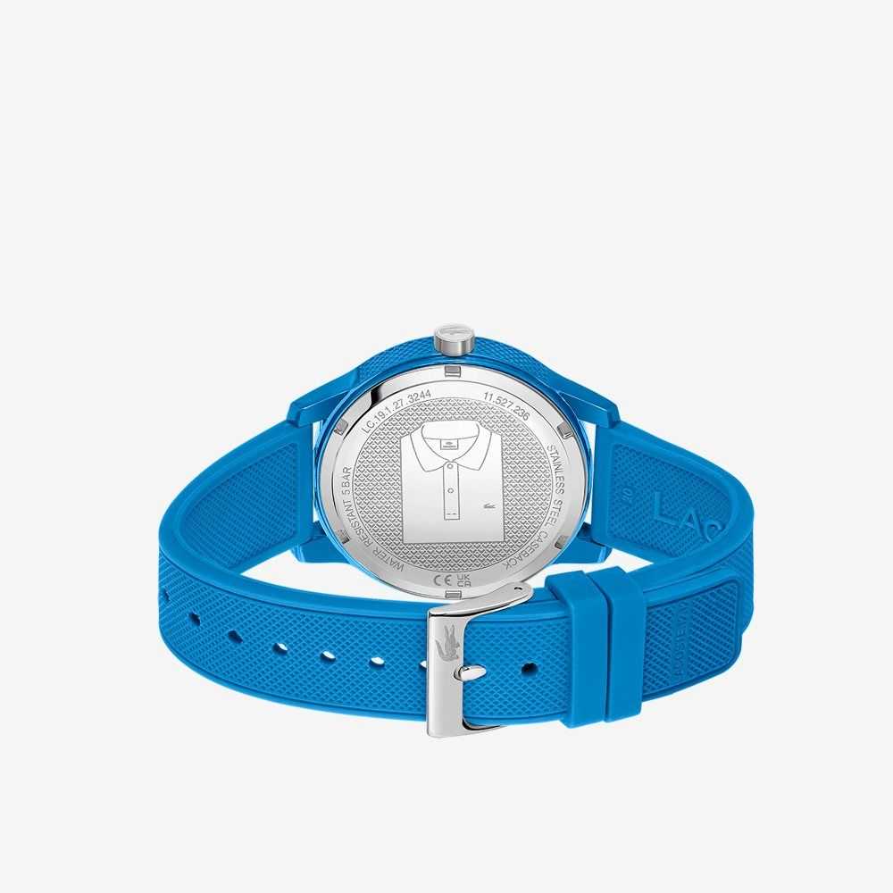 Lacoste L.12.12 3 Hands Blue Silicone Watch Black | HSIL-04697