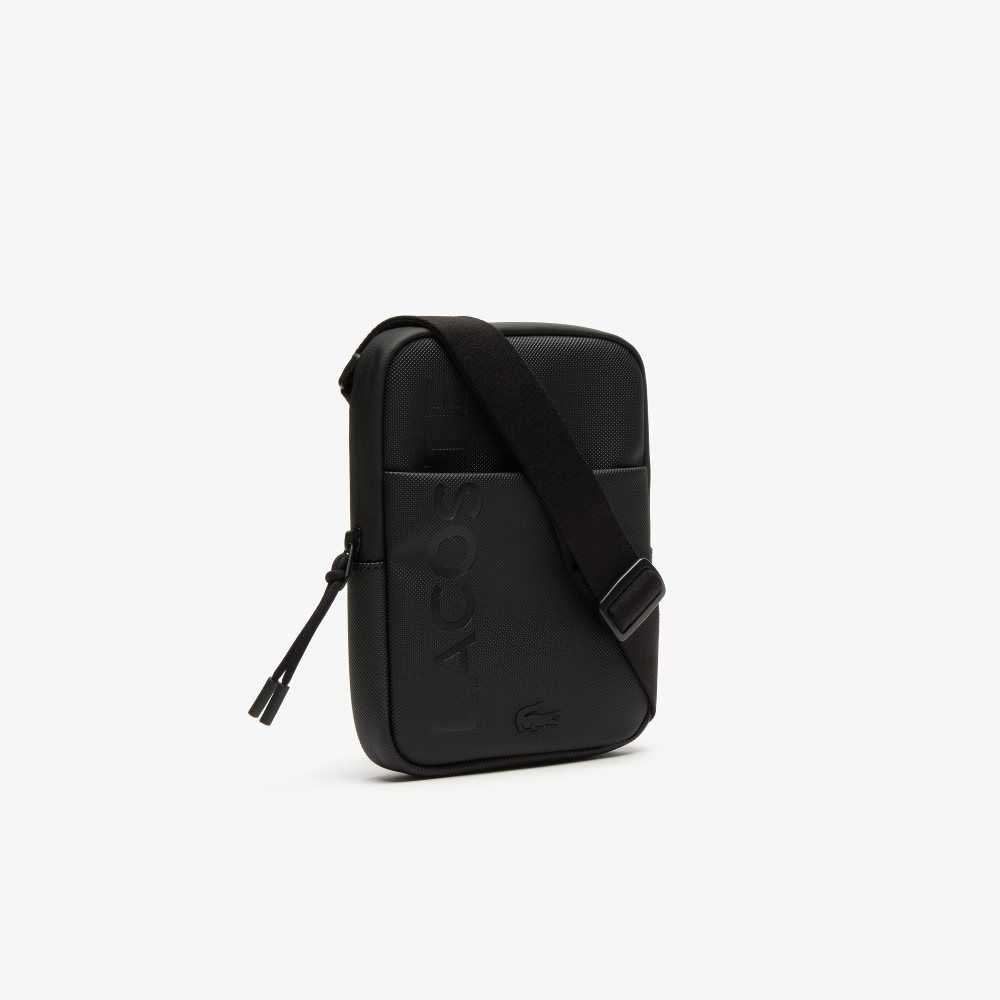 Lacoste L.12.12 Branded Zippered Small Flat Bag Black | UBNG-29476