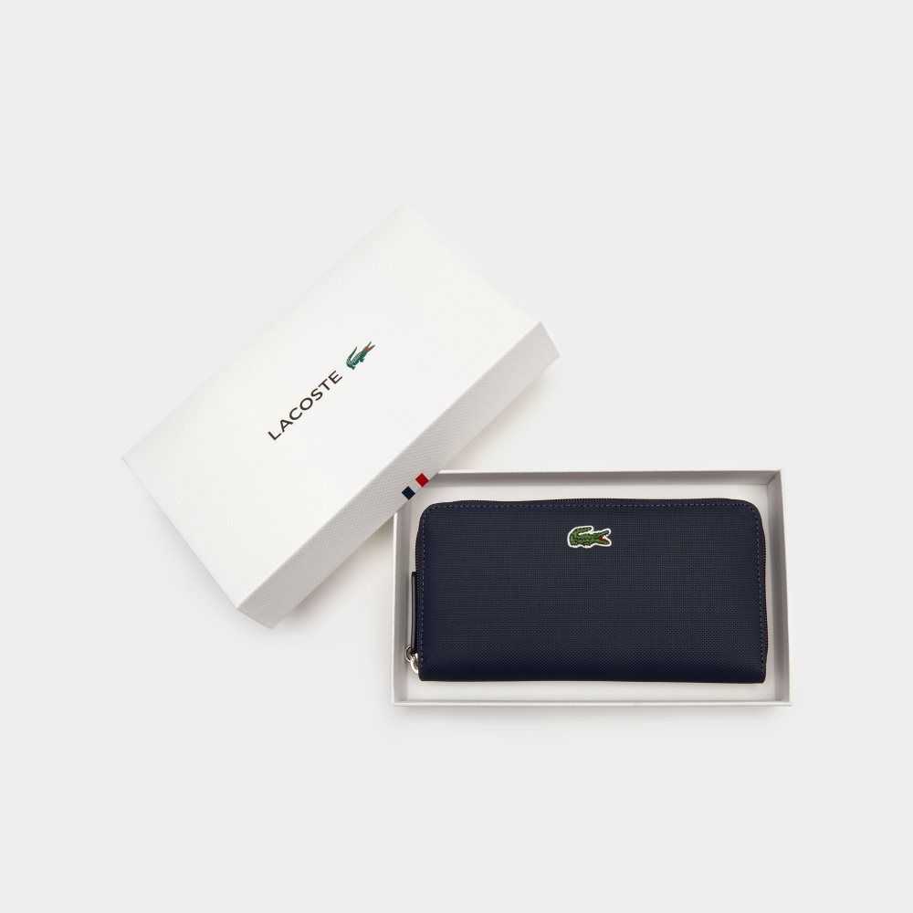 Lacoste L.12.12 Concept Petit Pique 12 Card Zip Wallet Eclipse | QGMH-35164