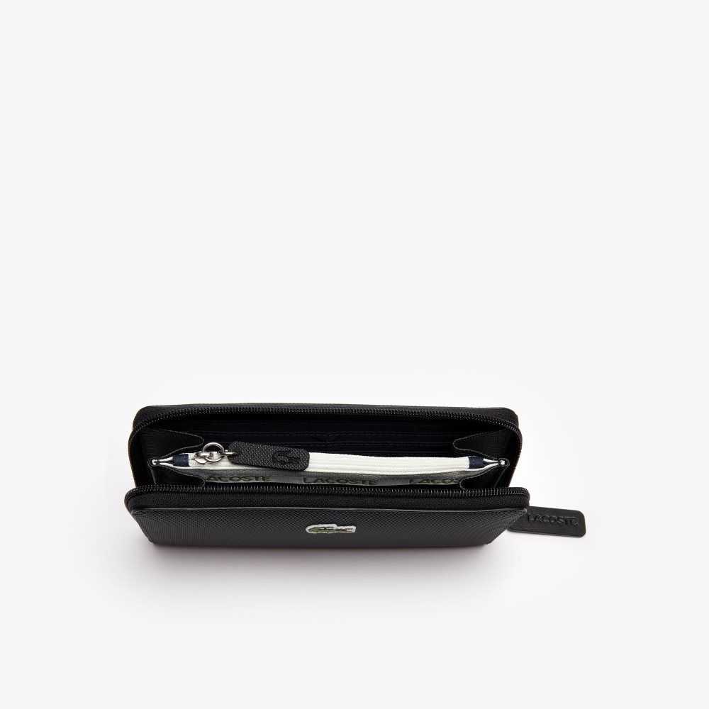Lacoste L.12.12 Concept Petit Pique 12 Card Zip Wallet Black | XMTI-12097