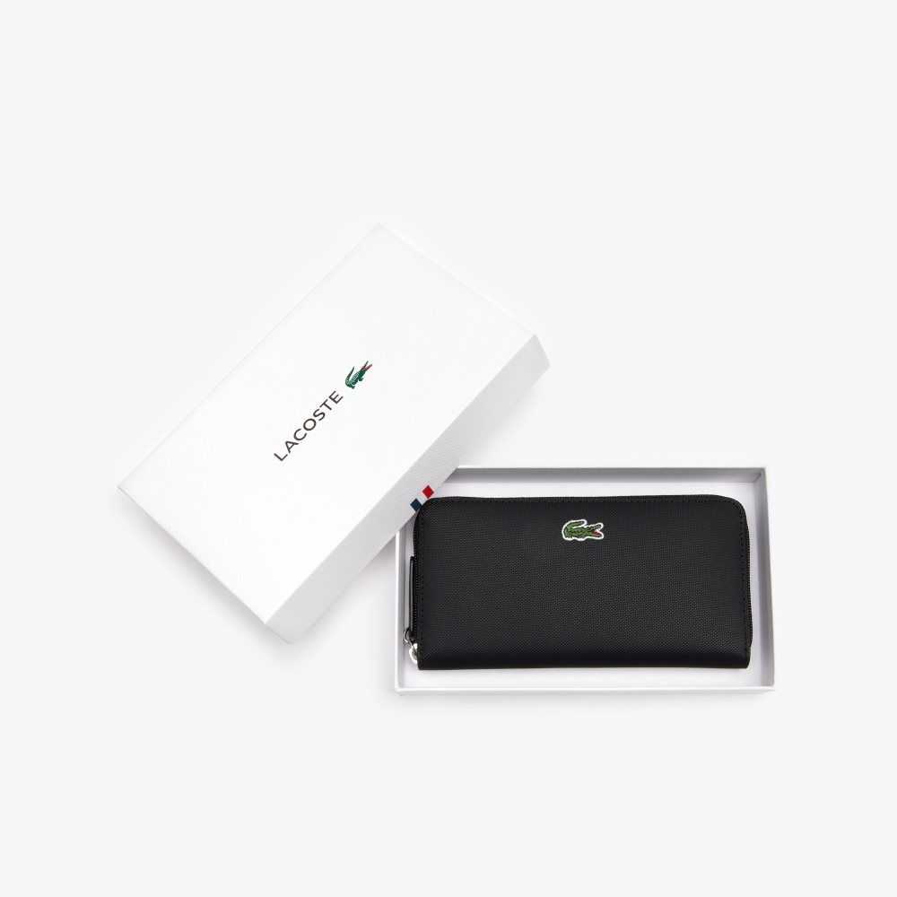 Lacoste L.12.12 Concept Petit Pique 12 Card Zip Wallet Black | XMTI-12097