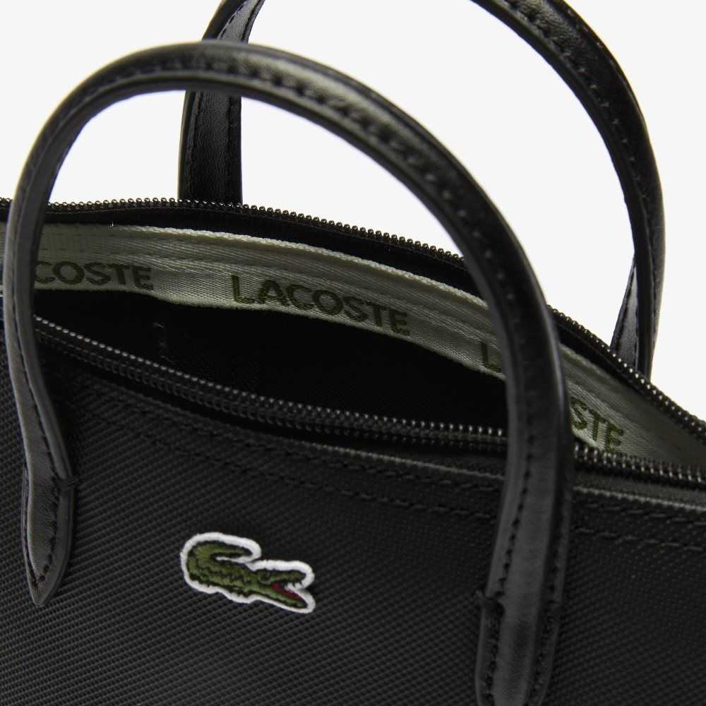 Lacoste L.12.12 Concept Petit Pique Coated Canvas Mini Zip Tote Bag Black | KYJN-14380