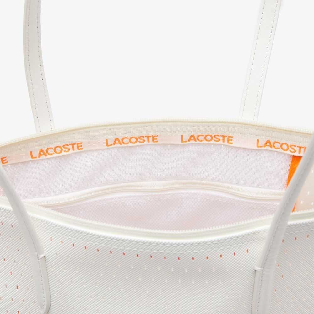 Lacoste L.12.12 Large Perforated Tote Marshmallow | KCTE-47025