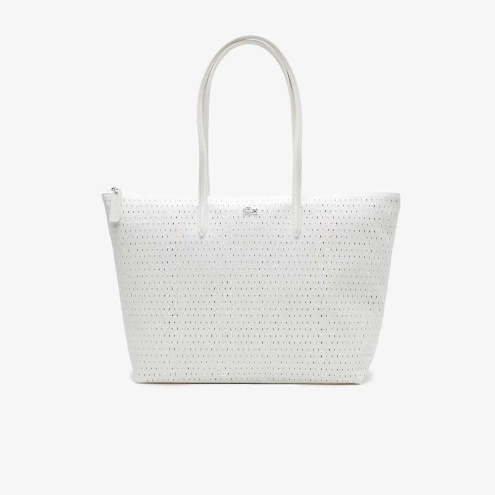 Lacoste L.12.12 Large Perforated Tote Marshmallow | KCTE-47025