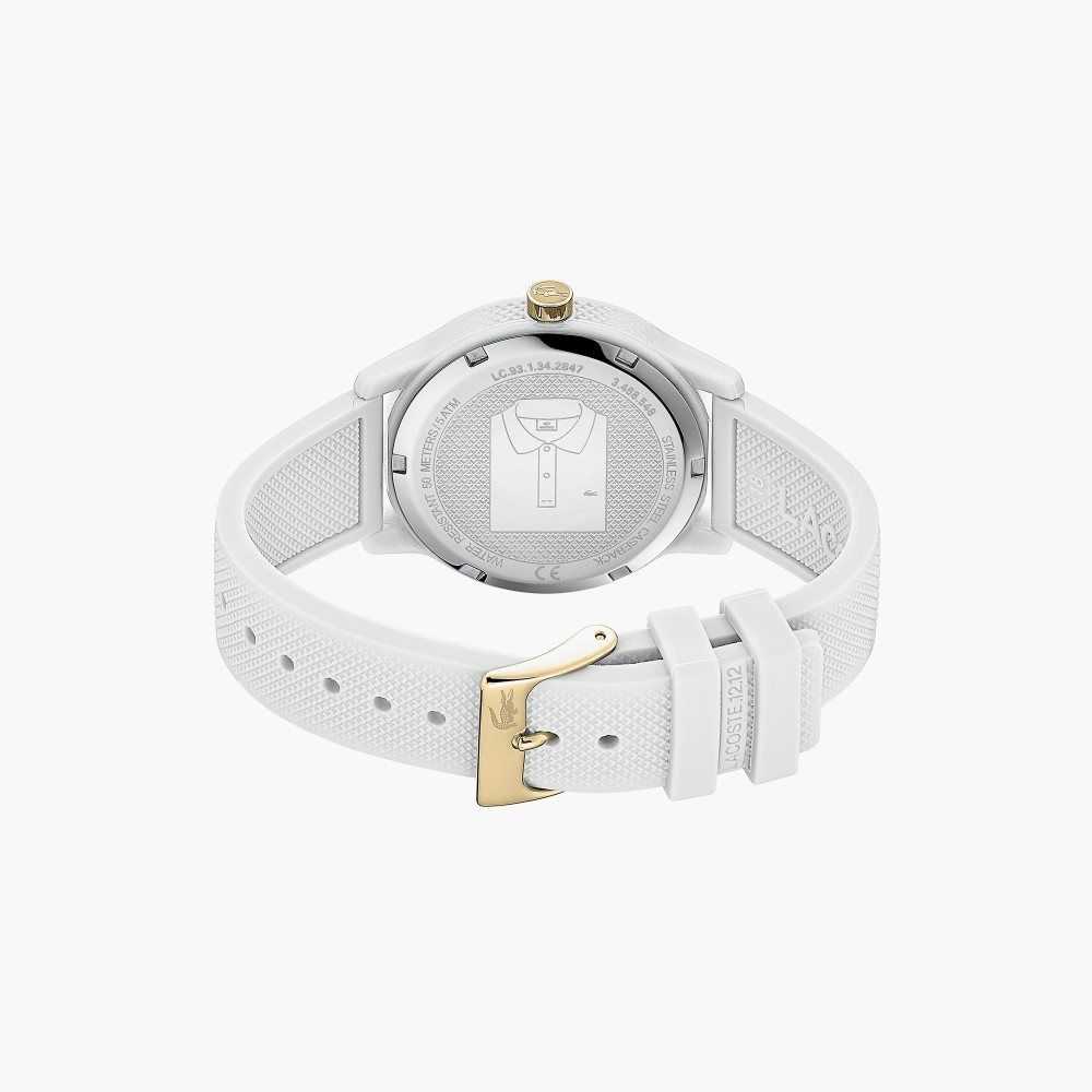 Lacoste L.12.12 White Silicone Petit Pique Pattern Strap Watch White | TEKX-84370