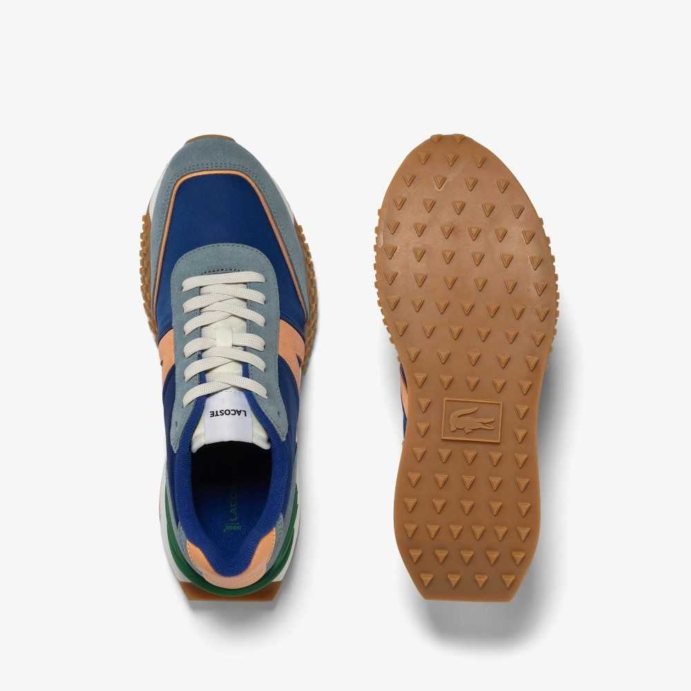 Lacoste L-Spin Deluxe Leather Sneakers Blu/Lt Org | IDAF-32685