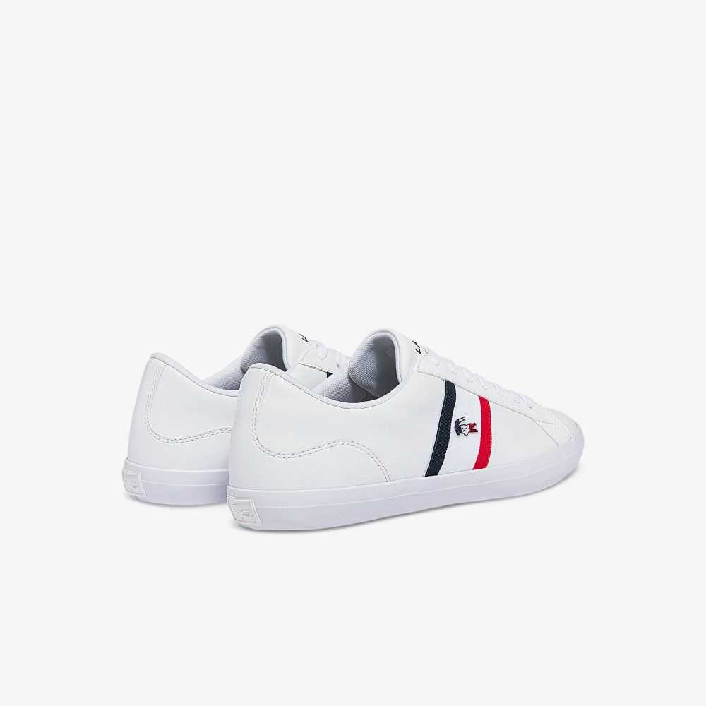 Lacoste Lerond Tricolor Leather Sneakers Wht/Nvy/Red | NGOU-29807