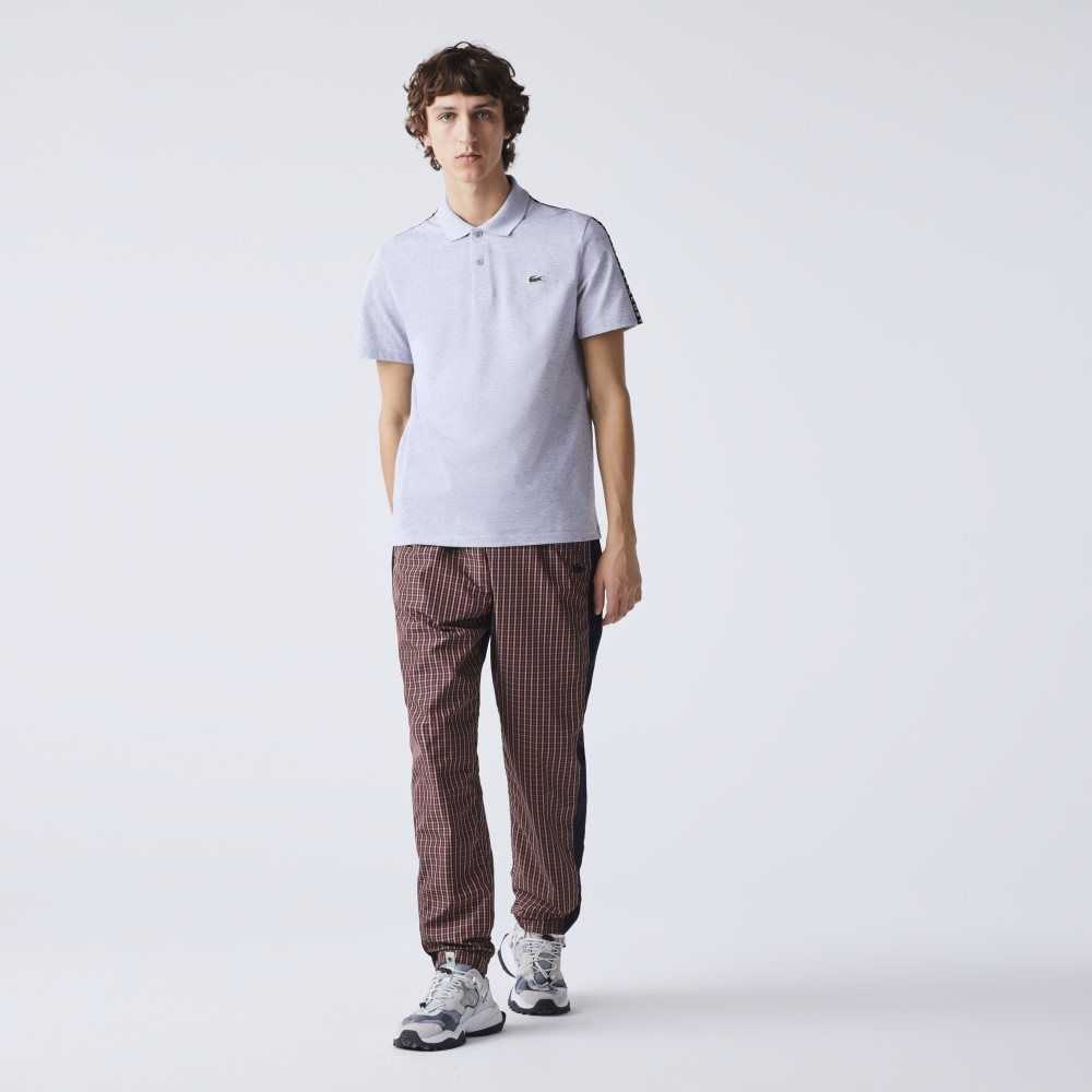 Lacoste Lettered Band Ultra-Lightweight Cotton Polo Grey Chine | MAQR-07843