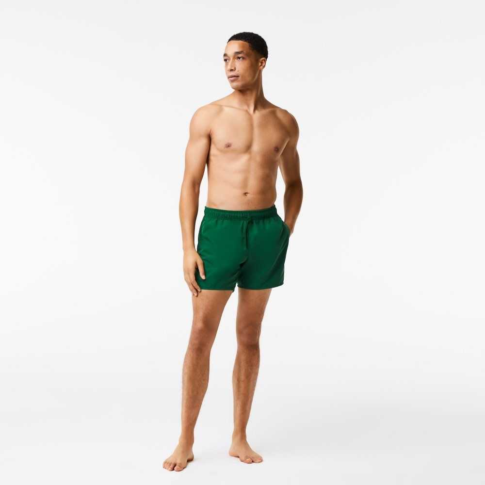 Lacoste Light Quick-Dry Swim Shorts Green / Navy Blue | HKXP-92035