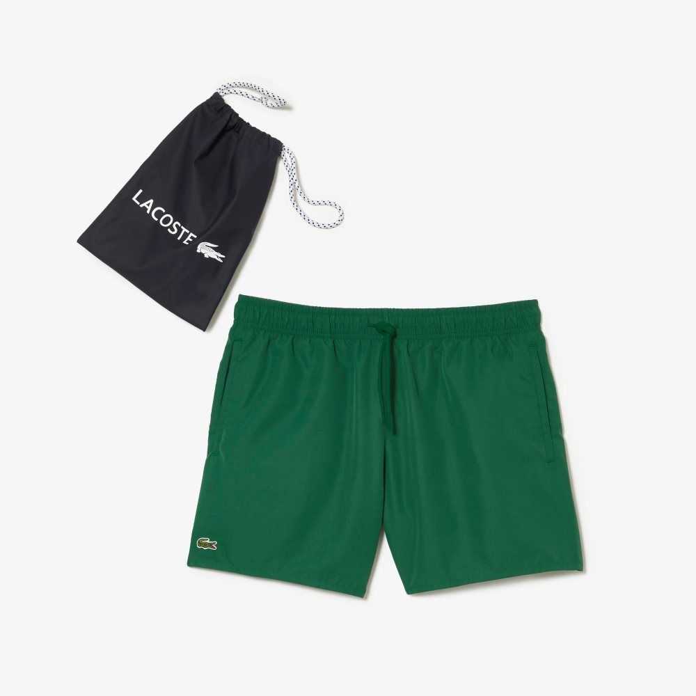 Lacoste Light Quick-Dry Swim Shorts Green / Navy Blue | HKXP-92035