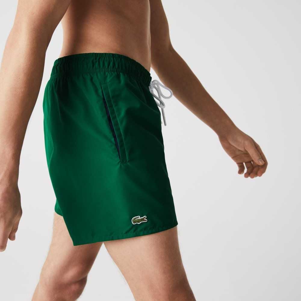 Lacoste Light Quick-Dry Swim Shorts Green / Navy Blue | HKXP-92035