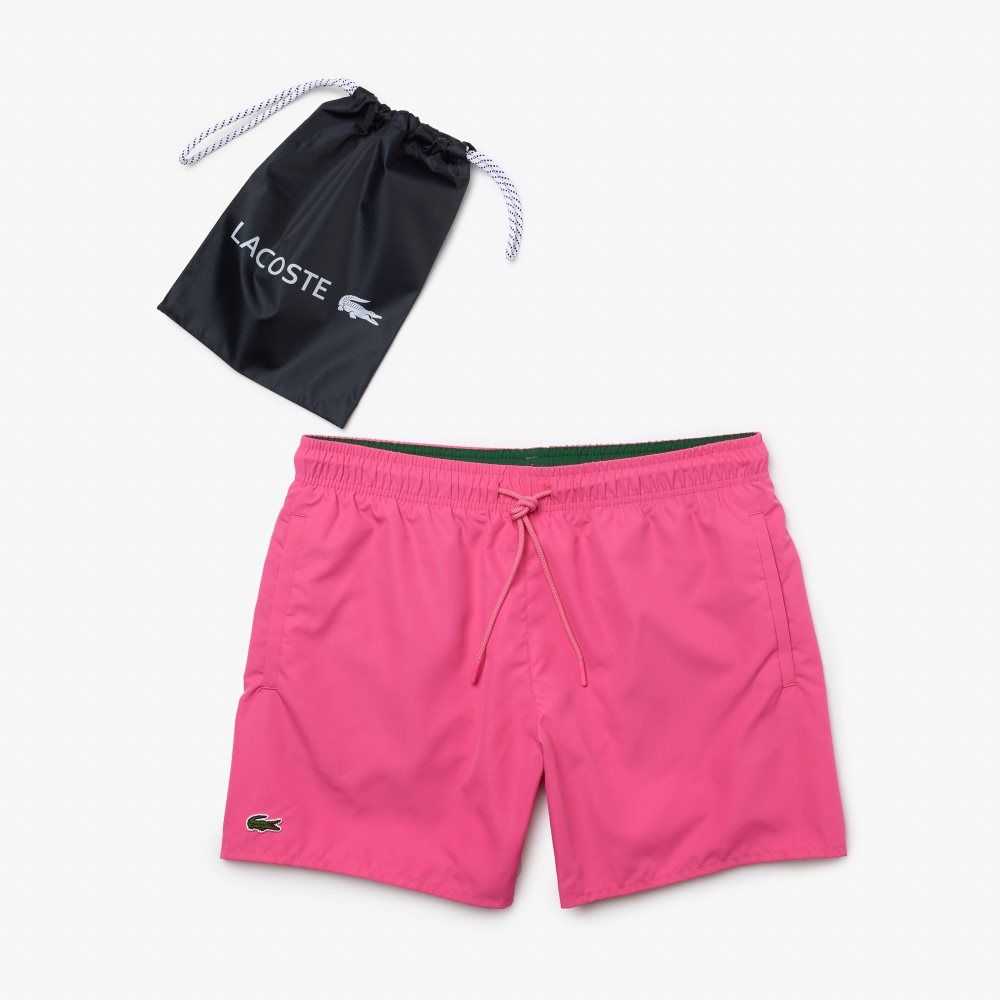 Lacoste Light Quick-Dry Swim Shorts Pink / Green | HCFE-80691