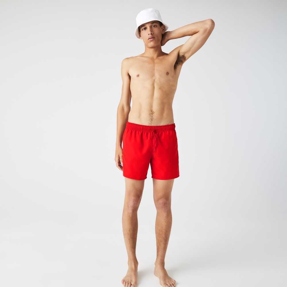 Lacoste Light Quick-Dry Swim Shorts Red / Navy Blue | XYRV-74820