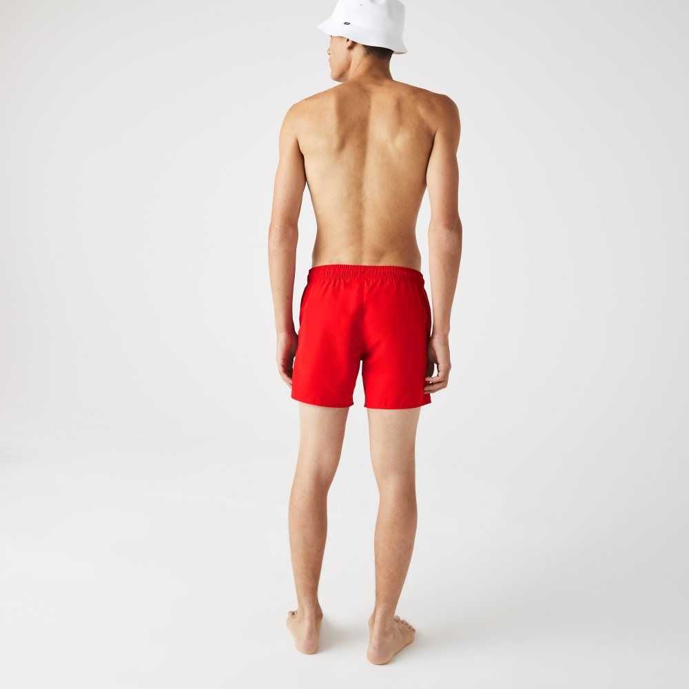 Lacoste Light Quick-Dry Swim Shorts Red / Navy Blue | XYRV-74820