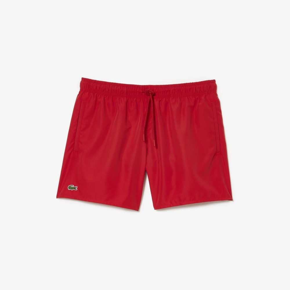 Lacoste Light Quick-Dry Swim Shorts Red / Navy Blue | XYRV-74820