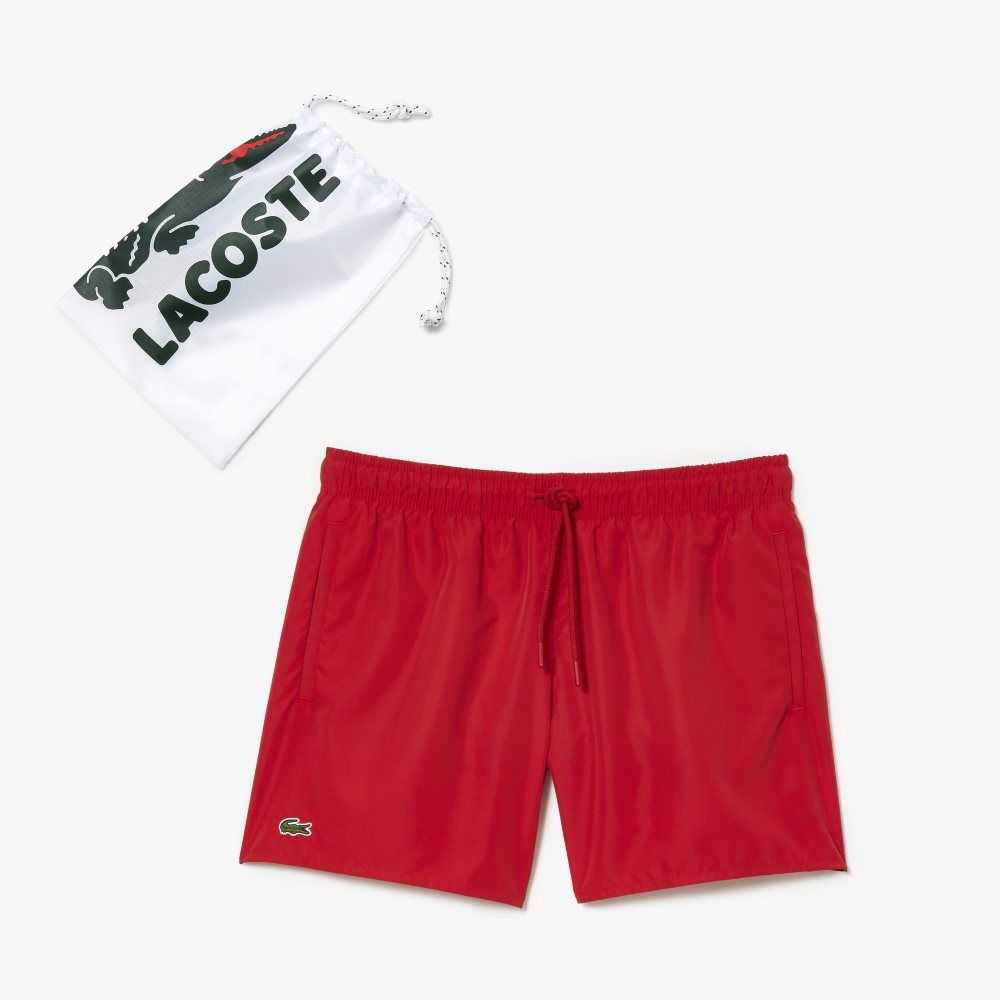 Lacoste Light Quick-Dry Swim Shorts Red / Navy Blue | XYRV-74820