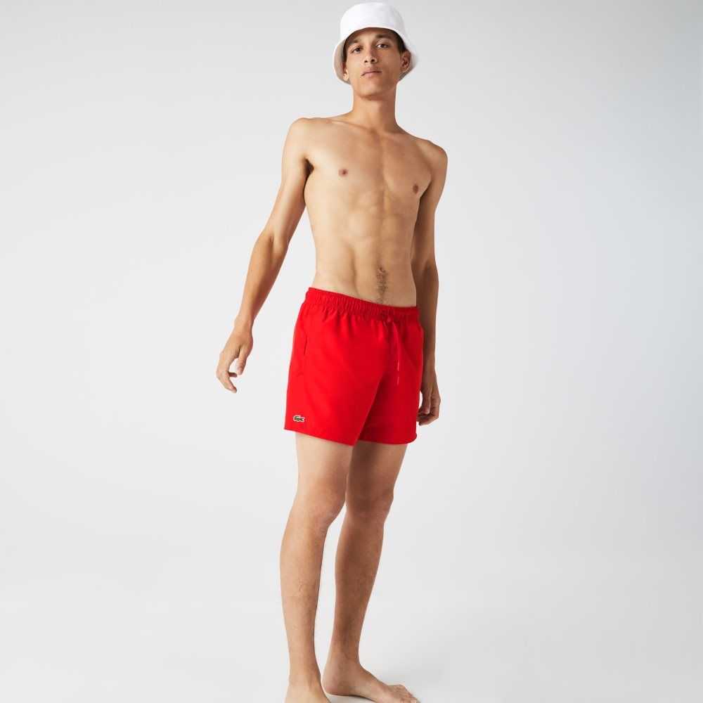 Lacoste Light Quick-Dry Swim Shorts Red / Navy Blue | XYRV-74820