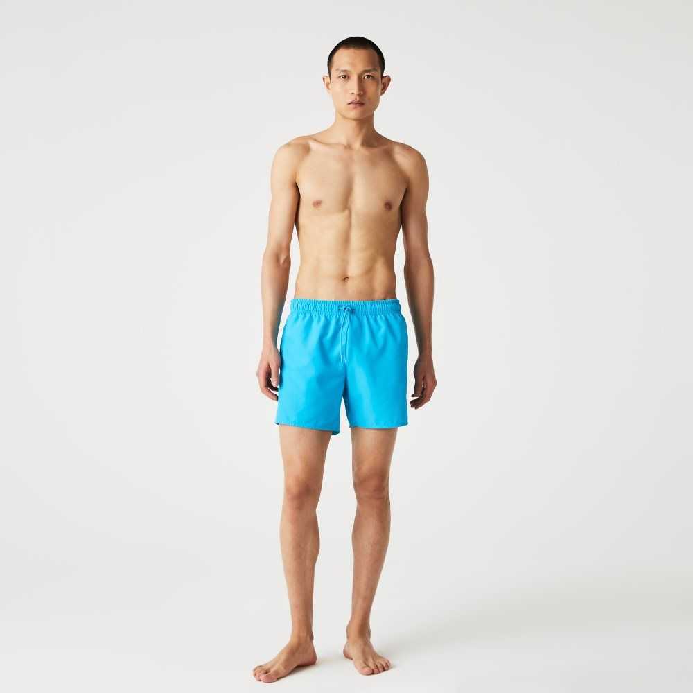 Lacoste Light Quick-Dry Swim Shorts Turquoise / Navy Blue | PMGV-23751