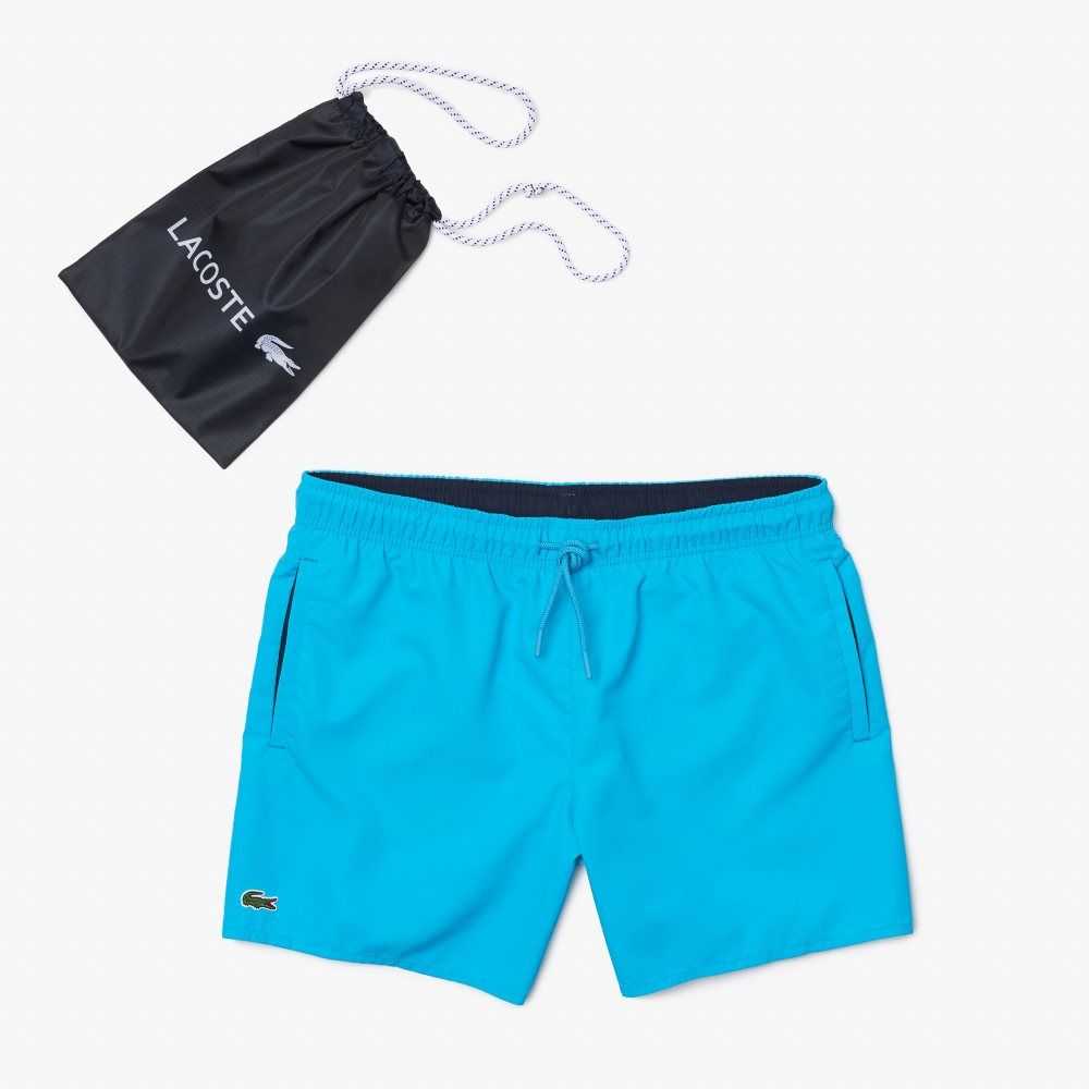 Lacoste Light Quick-Dry Swim Shorts Turquoise / Navy Blue | PMGV-23751