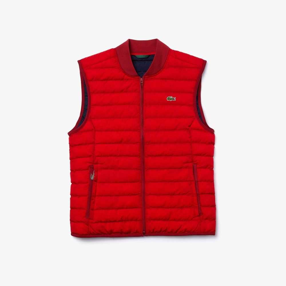 Lacoste Lightweight Foldable Water-Resistant Puffer Coat Red | BCOF-94038