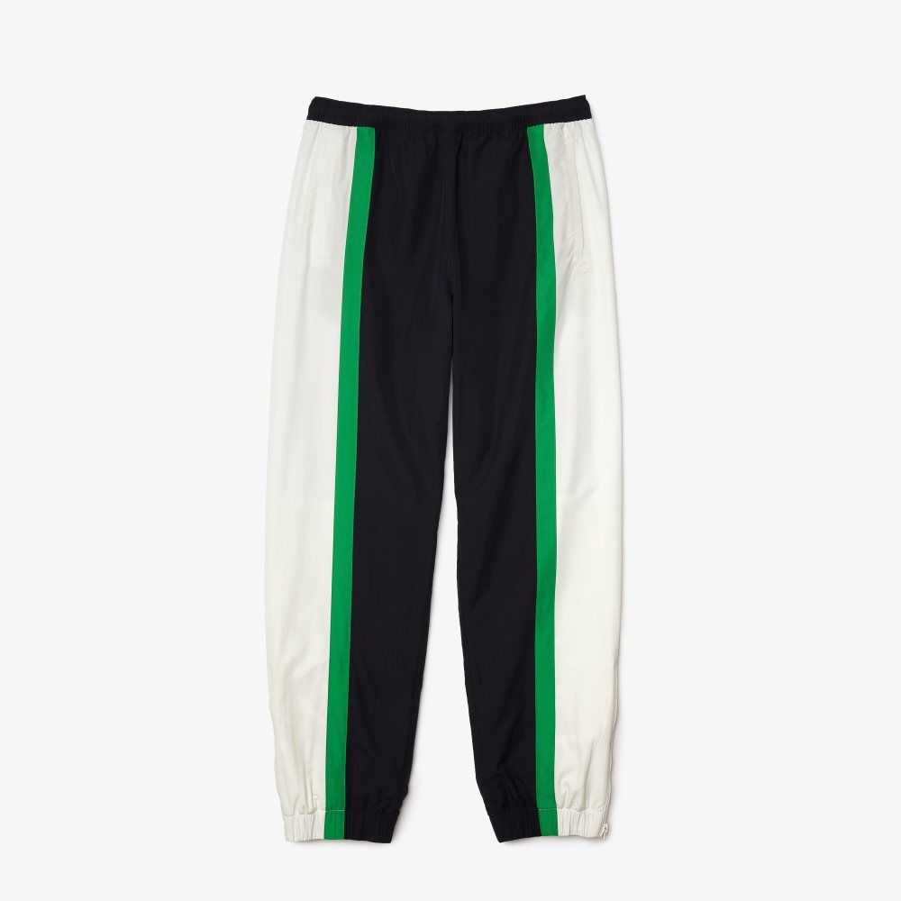 Lacoste Lightweight Water-Repellent Color-Block Trackpants Navy Blue / White / Green | XQTC-83019