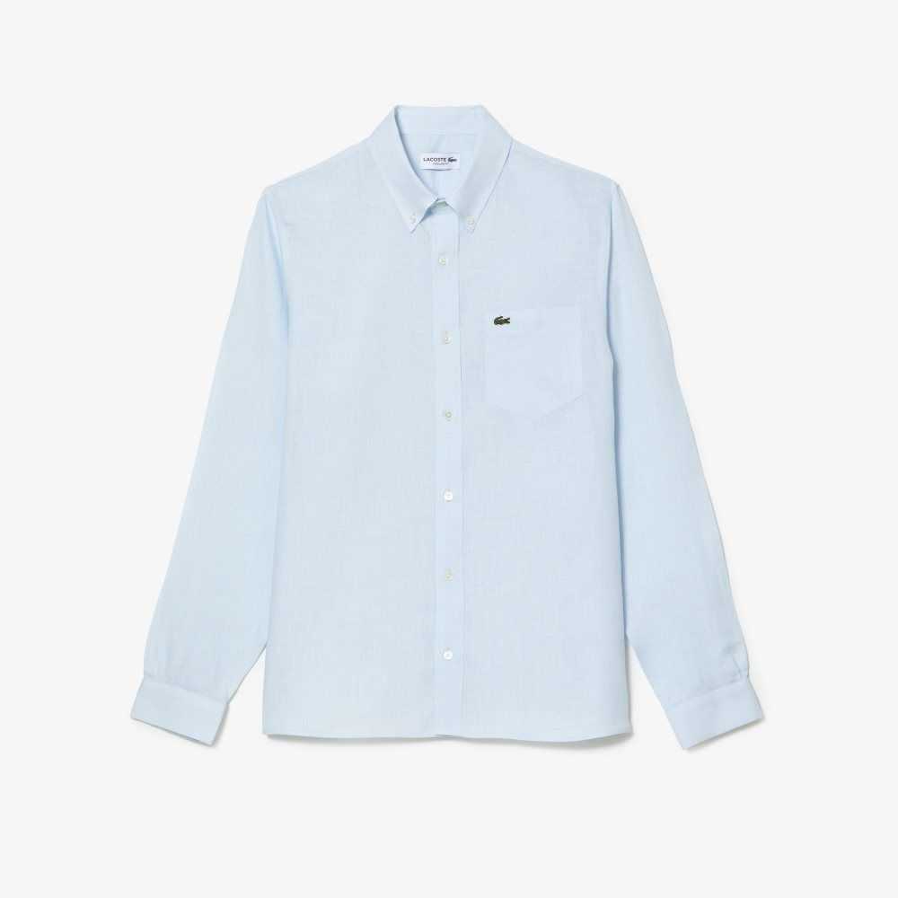 Lacoste Linen Shirt Light Blue | XVWI-97685