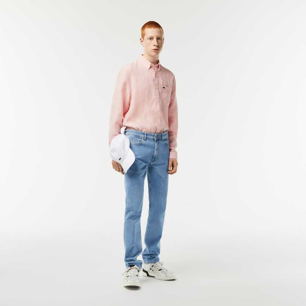 Lacoste Linen Shirt Light Pink | ITKG-75041