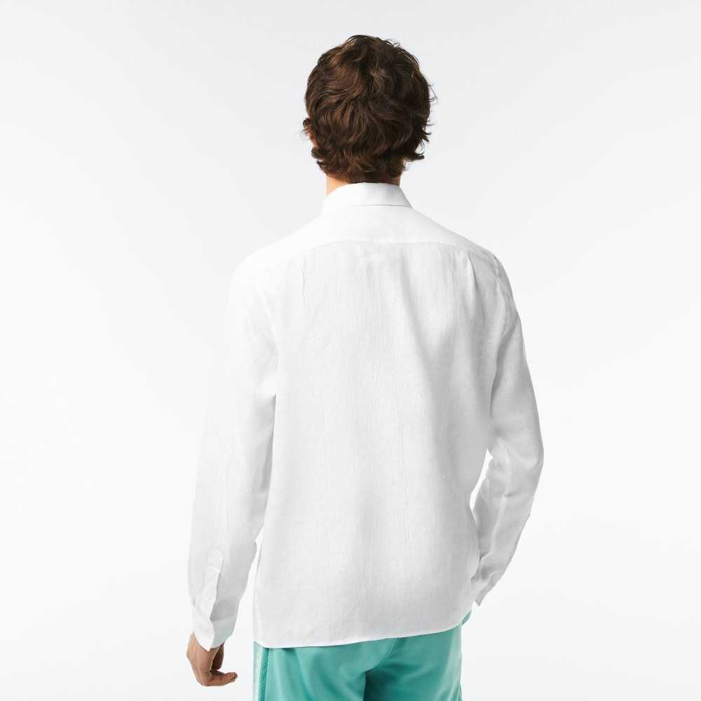 Lacoste Linen Shirt White | AFNK-09467