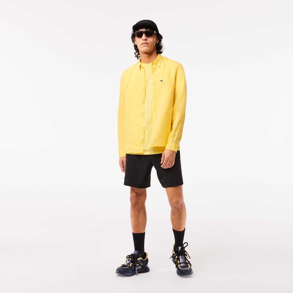 Lacoste Linen Shirt Yellow | LCOH-03574
