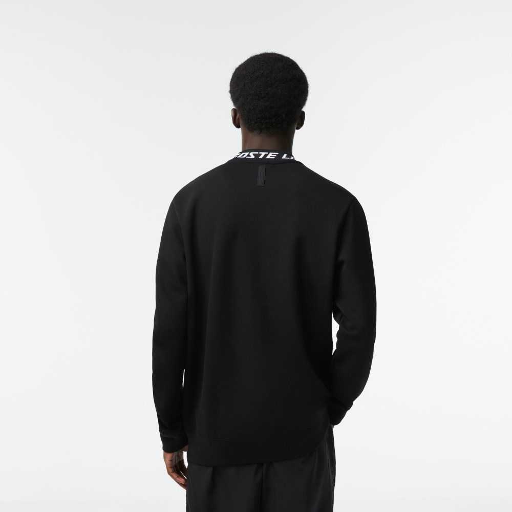 Lacoste Logo Collar Sweatshirt Black | IBMF-71054