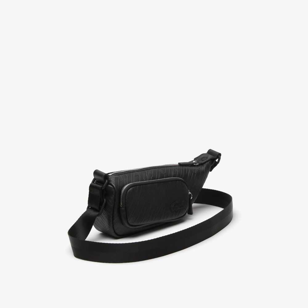 Lacoste Logo Print Shoulder Bag - Small Black | TNLC-09632