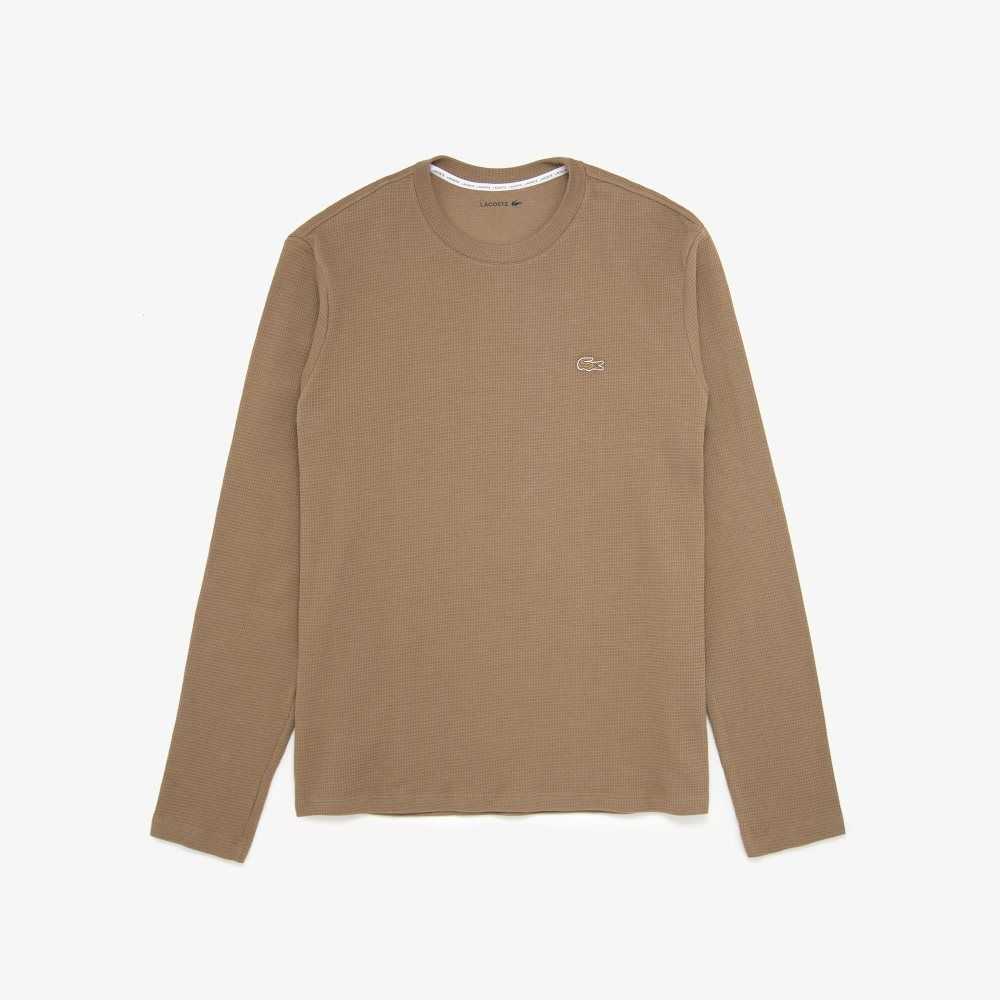 Lacoste Long Sleeve Lounge T-Shirt Light Brown | QEMB-23981