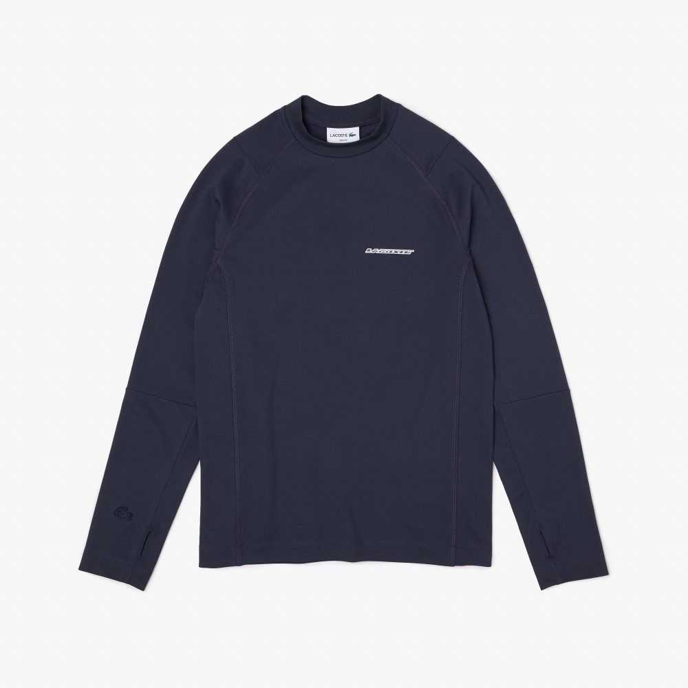 Lacoste Long Sleeve Organic Cotton Slim Fit T-Shirt Blue | SOPY-12354