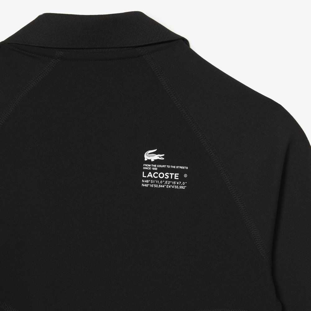 Lacoste Long Sleeve Recycled Polyamide Short Polo Shirt Black | OFIC-48753