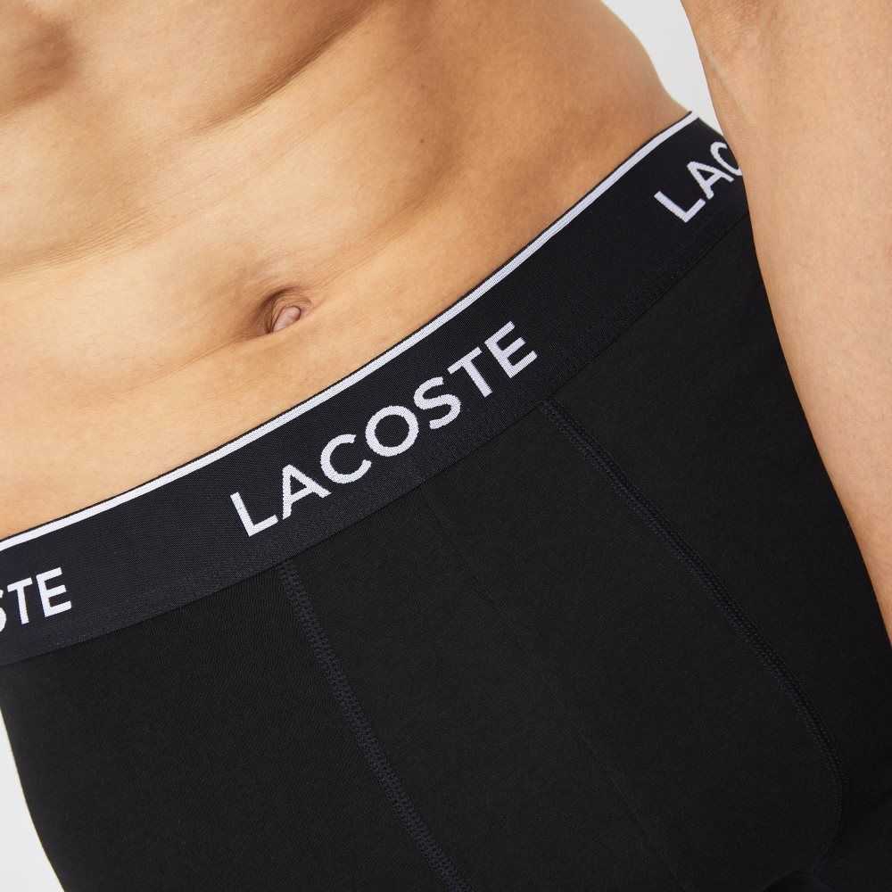 Lacoste Long Stretch Cotton Boxer Brief 3-Pack Black | JOEC-54210