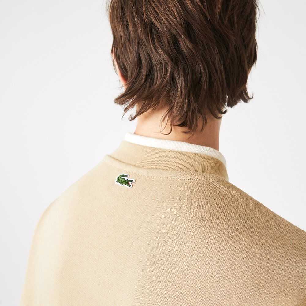 Lacoste Loose Fit Branded Monogram Print Sweatshirt Beige | RSQL-04176